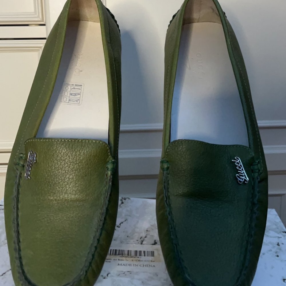 Gucci Green Leather Loafers